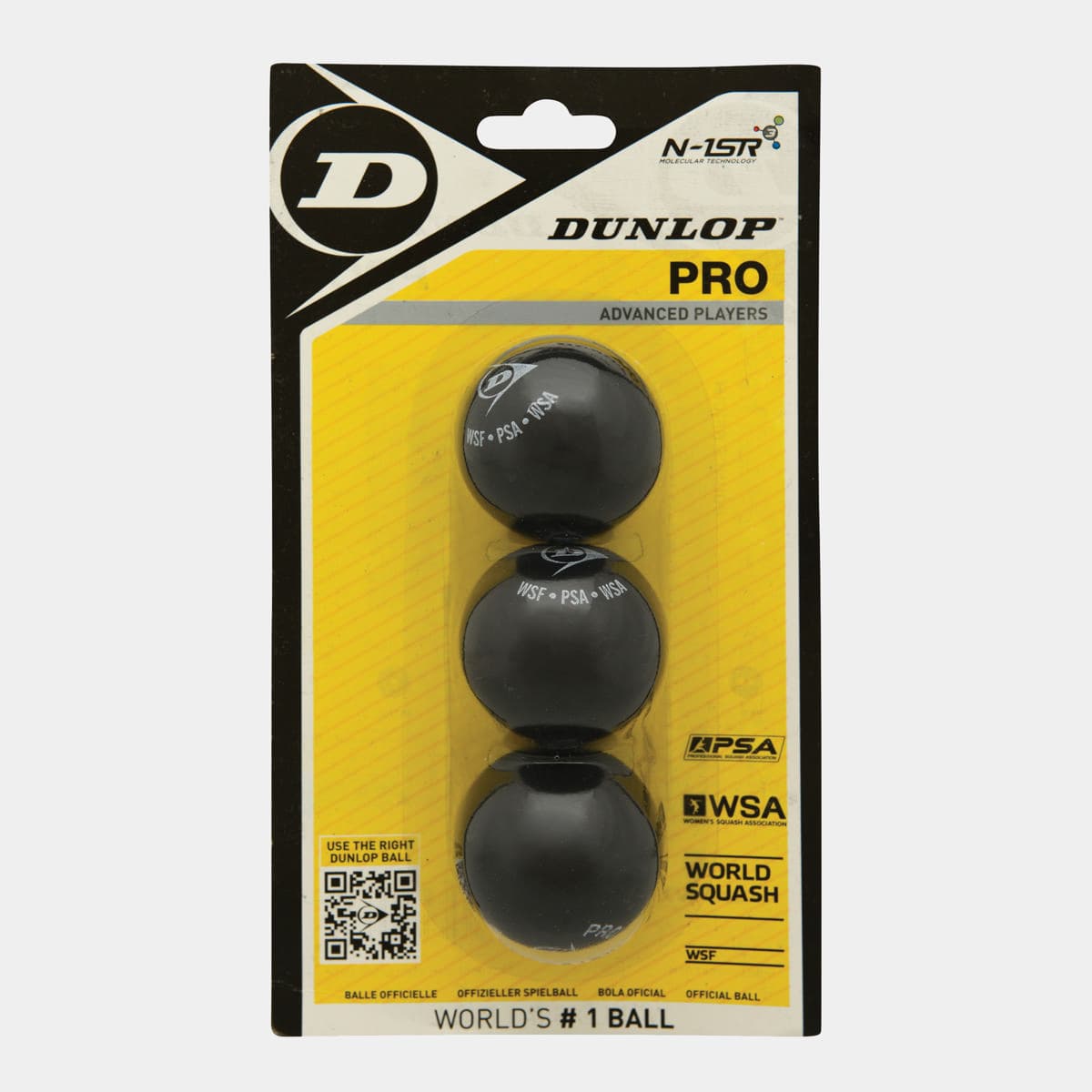 Dunlop Pro Squash Ball 3Ball Blister - Double Yellow Dot